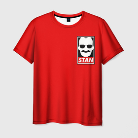 Мужская футболка 3D с принтом STAN LEE в Санкт-Петербурге, 100% полиэфир | прямой крой, круглый вырез горловины, длина до линии бедер | marvel | stan lee | марвел | стен ли | стэн ли
