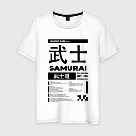 Мужская футболка хлопок с принтом КИБЕРПАНК,SAMURAI,САМУРАЙ, в Екатеринбурге, 100% хлопок | прямой крой, круглый вырез горловины, длина до линии бедер, слегка спущенное плечо. | samurai | бусидо | иероглифы | киберпанк | самурай | символы | сэнгоку дзидай | японский