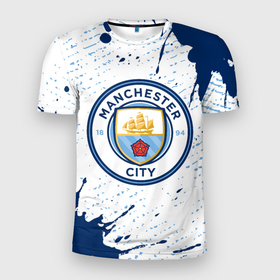 Мужская футболка 3D спортивная с принтом MANCHESTER CITY Манчестер Сити в Белгороде, 100% полиэстер с улучшенными характеристиками | приталенный силуэт, круглая горловина, широкие плечи, сужается к линии бедра | city | club | footbal | logo | manchester | знак | клуб | логотип | логотипы | манчестер | символ | символы | сити | форма | футбол | футбольная | футбольный