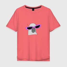 Мужская футболка хлопок Oversize с принтом Попугай в очках в Петрозаводске, 100% хлопок | свободный крой, круглый ворот, “спинка” длиннее передней части | mem | мем | мультяшный | персонаж | попугай в очках | прикол | птица | рисунок | смешной попугай | юмор