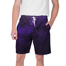 Мужские шорты 3D с принтом Космос в Тюмени,  полиэстер 100% | прямой крой, два кармана без застежек по бокам. Мягкая трикотажная резинка на поясе, внутри которой широкие завязки. Длина чуть выше колен | звездное небо | звезды | космос | минимализм | рисунок