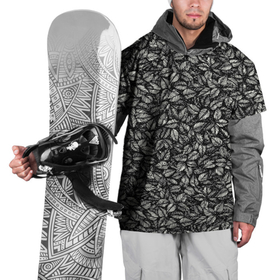 Накидка на куртку 3D с принтом ЛИСТВА ЧЕРНО-БЕЛОЕ в Новосибирске, 100% полиэстер |  | Тематика изображения на принте: forest | tree | деревья | лес | листва | листики | листья | паттерн | растения | текстура | черно белое