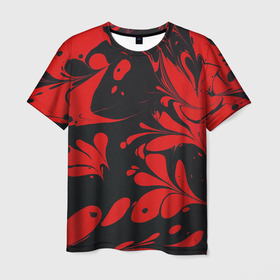 Мужская футболка 3D с принтом Красный Мрамор в Курске, 100% полиэфир | прямой крой, круглый вырез горловины, длина до линии бедер | абстракция | градиент | минимализм | мрамор | рисунок