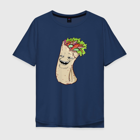 Мужская футболка хлопок Oversize с принтом Шаурма в Курске, 100% хлопок | свободный крой, круглый ворот, “спинка” длиннее передней части | мем | шаверма | шавуха | шаурма