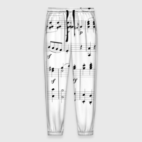 Мужские брюки 3D с принтом Нотные строки в Тюмени, 100% полиэстер | манжеты по низу, эластичный пояс регулируется шнурком, по бокам два кармана без застежек, внутренняя часть кармана из мелкой сетки | музыка | нота | ноты