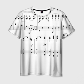 Мужская футболка 3D с принтом Нотные строки в Новосибирске, 100% полиэфир | прямой крой, круглый вырез горловины, длина до линии бедер | Тематика изображения на принте: музыка | нота | ноты