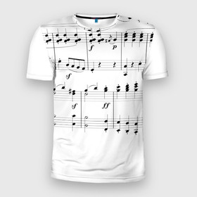 Мужская футболка 3D спортивная с принтом Нотные строки в Курске, 100% полиэстер с улучшенными характеристиками | приталенный силуэт, круглая горловина, широкие плечи, сужается к линии бедра | музыка | нота | ноты