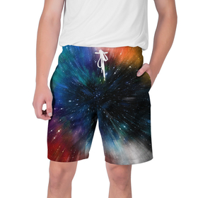 Мужские шорты 3D с принтом Fest в Курске,  полиэстер 100% | прямой крой, два кармана без застежек по бокам. Мягкая трикотажная резинка на поясе, внутри которой широкие завязки. Длина чуть выше колен | Тематика изображения на принте: colorful | galaxy | immersion | universe | вселенная | галактика | погружение | разноцветный
