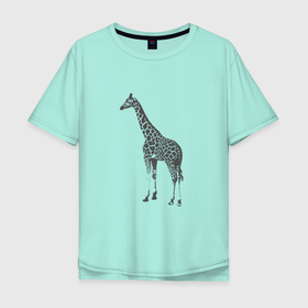 Мужская футболка хлопок Oversize с принтом Жираф в Кировске, 100% хлопок | свободный крой, круглый ворот, “спинка” длиннее передней части | giraffe | животное | жираф | мило