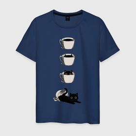 Мужская футболка хлопок с принтом Кошечка в Екатеринбурге, 100% хлопок | прямой крой, круглый вырез горловины, длина до линии бедер, слегка спущенное плечо. | cat | киса | киска | кисуля | кошечка | кошка | кружка | черный кот