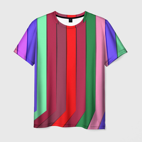Мужская футболка 3D с принтом радуга в Екатеринбурге, 100% полиэфир | прямой крой, круглый вырез горловины, длина до линии бедер | вполоску | полоска | полосы | радуга | цвета