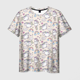 Мужская футболка 3D с принтом Единорог , 100% полиэфир | прямой крой, круглый вырез горловины, длина до линии бедер | арт | единорог | единороги | звезда | звёзды | лошади | облако | облачко | пони | радуга | рисунок