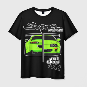 Мужская футболка 3D с принтом JDM в Санкт-Петербурге, 100% полиэфир | прямой крой, круглый вырез горловины, длина до линии бедер | drift | eat | japanese domestic market | jdm | sleep | supra | автомобиль | джей ли эм | дрифт | ждм | машина | супра | таета | тачка | тойота