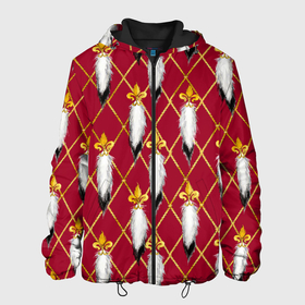 Мужская куртка 3D с принтом Tassels red gold 3D space в Новосибирске, ткань верха — 100% полиэстер, подклад — флис | прямой крой, подол и капюшон оформлены резинкой с фиксаторами, два кармана без застежек по бокам, один большой потайной карман на груди. Карман на груди застегивается на липучку | gold | life | versace | vip | абстракция | богатство | в золоте | версаче | версачи | виайпи | вип | золотая | золото | линия | нейтральная | позолоченное | стайл | стиль | текстуры | узоры | шик