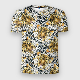 Мужская футболка 3D Slim с принтом Леопард выглядывает из воды в Тюмени, 100% полиэстер с улучшенными характеристиками | приталенный силуэт, круглая горловина, широкие плечи, сужается к линии бедра | gold | life | versace | vip | абстракция | богатство | в золоте | версаче | версачи | виайпи | вип | золотая | золото | кот | кошка | лев | леопард | линия | нейтральная | позолоченное | стайл | стиль | текстуры