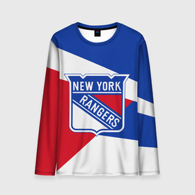 Мужской лонгслив 3D с принтом Нью-Йорк Рейнджерс , 100% полиэстер | длинные рукава, круглый вырез горловины, полуприлегающий силуэт | Тематика изображения на принте: hockey | new york | new york rangers | nhl | rangers | usa | нхл | нью йорк | нью йорк рейнджерс | рейнджерс | спорт | сша | хоккей | шайба