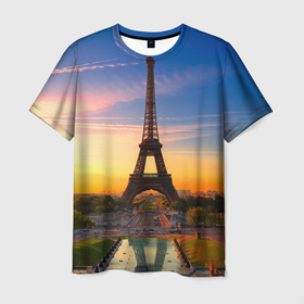 Мужская футболка 3D с принтом Эйфелева башня , 100% полиэфир | прямой крой, круглый вырез горловины, длина до линии бедер | Тематика изображения на принте: paris | башня | париж | франция | эйфелева башня