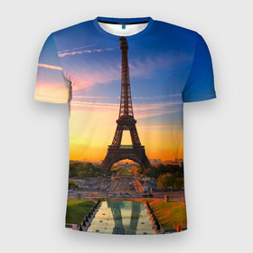 Мужская футболка 3D спортивная с принтом Эйфелева башня в Санкт-Петербурге, 100% полиэстер с улучшенными характеристиками | приталенный силуэт, круглая горловина, широкие плечи, сужается к линии бедра | paris | башня | париж | франция | эйфелева башня
