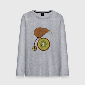 Мужской лонгслив хлопок с принтом Киви на велосипеде в Новосибирске, 100% хлопок |  | bike | bird | birds | circus | cute | fruit | funny | kiwi | байк | берд | большое колесо | в разрезе | клюв | милая | милота | не достает до педалей | пополам | прикол | природа | птичка | с большим колесом | смешная | фрукт | 
