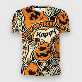 Мужская футболка 3D спортивная с принтом Хэллоуин в Новосибирске, 100% полиэстер с улучшенными характеристиками | приталенный силуэт, круглая горловина, широкие плечи, сужается к линии бедра | halloween | helloween | монстры | приколы | тыква | ужасы | хеллоуин | хэллоуин