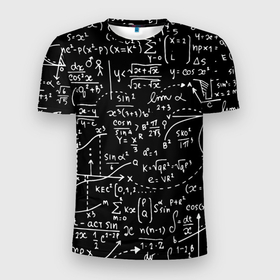Мужская футболка 3D спортивная с принтом Формулы в Екатеринбурге, 100% полиэстер с улучшенными характеристиками | приталенный силуэт, круглая горловина, широкие плечи, сужается к линии бедра | алгебра | математика | математические формулы | наука | научные формулы | формулы