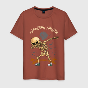 Мужская футболка хлопок с принтом Хэллоуин в Новосибирске, 100% хлопок | прямой крой, круглый вырез горловины, длина до линии бедер, слегка спущенное плечо. | halloween | helloween | trick or treat | монстры | приколы | скелет | тыква | ужасы | хеллоуин | хэллоуин