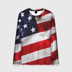 Мужской лонгслив 3D с принтом США | USA в Курске, 100% полиэстер | длинные рукава, круглый вырез горловины, полуприлегающий силуэт | states | united | usa | америка | америки | герб | северная | соединенные | сша | флаг | штаты | южная