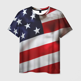 Мужская футболка 3D с принтом США | USA в Новосибирске, 100% полиэфир | прямой крой, круглый вырез горловины, длина до линии бедер | states | united | usa | америка | америки | герб | северная | соединенные | сша | флаг | штаты | южная