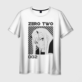 Мужская футболка 3D с принтом Zero Two в Петрозаводске, 100% полиэфир | прямой крой, круглый вырез горловины, длина до линии бедер | Тематика изображения на принте: 002 | 02 | cyber | cyberpunk | darling | franxx | japan | two | zero | zerotwo | два | девушка | демон | дьявол | зеро | зероту | зеротул | итиго | ичиго | киберпанк | меха | мехо | милый | ноль | нольдва | ту | франксе | франсе | хиро