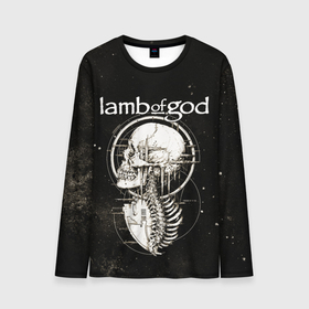 Мужской лонгслив 3D с принтом Lamb of God в Кировске, 100% полиэстер | длинные рукава, круглый вырез горловины, полуприлегающий силуэт | Тематика изображения на принте: death metal | lamb of god | metal | группы | дэт метал | метал | скелет | череп