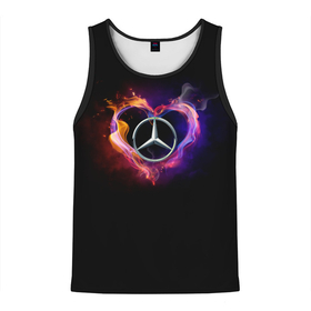 Мужская майка 3D с принтом Mercedes-Benz в Курске, 100% полиэстер | круглая горловина, приталенный силуэт, длина до линии бедра. Пройма и горловина окантованы тонкой бейкой | amg | love mercedes | mercedes | mercedes в сердце | mercedes значок | mercedes лого | mercedes марка | амг | бенц | горящее сердце | лого автомобиля | логотип мерседес | люблю мерседес | мерин | мерс | мерседес | мерседес бенз
