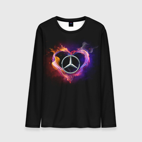 Мужской лонгслив 3D с принтом Mercedes-Benz в Санкт-Петербурге, 100% полиэстер | длинные рукава, круглый вырез горловины, полуприлегающий силуэт | amg | love mercedes | mercedes | mercedes в сердце | mercedes значок | mercedes лого | mercedes марка | амг | бенц | горящее сердце | лого автомобиля | логотип мерседес | люблю мерседес | мерин | мерс | мерседес | мерседес бенз