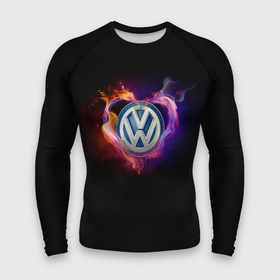 Мужской рашгард 3D с принтом Volkswagen в Тюмени,  |  | Тематика изображения на принте: love vw | volkswagen | vw | vw в сердце | vw значок | vw лого | vw марка | vw эмблема | wv | горящее сердце | значок vw | значок фольксваген | лого автомобиля | лого вольцваген | логотип vw | люблю vw | люблю фольксваген