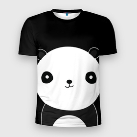 Мужская футболка 3D Slim с принтом Панда в Курске, 100% полиэстер с улучшенными характеристиками | приталенный силуэт, круглая горловина, широкие плечи, сужается к линии бедра | panda | животное | звери | зверь | медведь | панда | панды