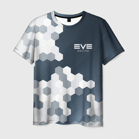 Мужская футболка 3D с принтом EVE ONLINE / ИВ ОНЛАЙН в Петрозаводске, 100% полиэфир | прямой крой, круглый вырез горловины, длина до линии бедер | echo | echoes | eve | game | games | logo | online | space | ев онлайн | ев эхо | еве | ив онлайн | ив эхо | игра | игры | космос | лого | логотип | логотипы | онлайн | символ | символы | эхо | эхос