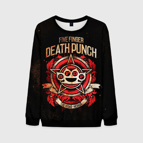 Мужской свитшот 3D с принтом Five Finger Death Punch в Тюмени, 100% полиэстер с мягким внутренним слоем | круглый вырез горловины, мягкая резинка на манжетах и поясе, свободная посадка по фигуре | Тематика изображения на принте: 5fdp | ffdp | five finger death punch | metal | группы | метал | музыка | рок