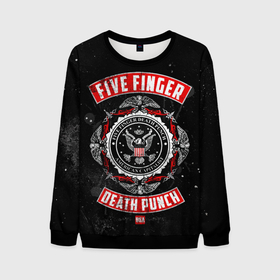 Мужской свитшот 3D с принтом Five Finger Death Punch в Тюмени, 100% полиэстер с мягким внутренним слоем | круглый вырез горловины, мягкая резинка на манжетах и поясе, свободная посадка по фигуре | 5fdp | ffdp | five finger death punch | metal | группы | метал | музыка | рок