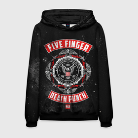Мужская толстовка 3D с принтом Five Finger Death Punch в Курске, 100% полиэстер | двухслойный капюшон со шнурком для регулировки, мягкие манжеты на рукавах и по низу толстовки, спереди карман-кенгуру с мягким внутренним слоем. | 5fdp | ffdp | five finger death punch | metal | группы | метал | музыка | рок