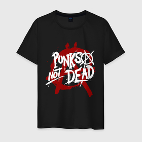 Мужская футболка хлопок с принтом Punks not dead в Екатеринбурге, 100% хлопок | прямой крой, круглый вырез горловины, длина до линии бедер, слегка спущенное плечо. | anarhy | dead | louna | not | punk | punks not dead | анархия | кис кис | панк | панк не сдох | панки