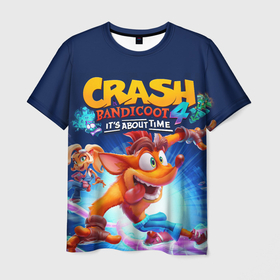 Мужская футболка 3D с принтом Crash Bandicoot , 100% полиэфир | прямой крой, круглый вырез горловины, длина до линии бедер | Тематика изображения на принте: aku aku | crash bandicoot | бандикут | игры | крэш бандикут