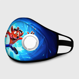 Маска из неопрена с принтом Crash Bandicoot в городе Новоалтайск, неопрен 100% | Форма огибающая нос. Резинки для ушей с дополнительной резинкой на затылке. Клапан для выдоха для активного дыхания при занятиях спортом. Эластичный материал маски и окантовки для лучшего растяжения и прилегания маски.  | Тематика изображения на принте: crash bandicoot | краш | краш бандикут