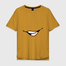 Мужская футболка хлопок Oversize с принтом Улыбка , 100% хлопок | свободный крой, круглый ворот, “спинка” длиннее передней части | арт | зубы | клык | клыки | монстр | облизывание | пасть | рисунок | рот | хищник | хищный рот | язык