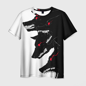 Мужская футболка 3D с принтом Gluttony , 100% полиэфир | прямой крой, круглый вырез горловины, длина до линии бедер | Тематика изображения на принте: anime | аниме | анимэ | волки | злой дух | монстр | призрак | собаки