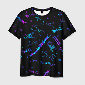 Мужская футболка 3D с принтом LIL PEEP / ЛИЛ ПИП , 100% полиэфир | прямой крой, круглый вырез горловины, длина до линии бедер | beautiful | daddy | heart | life | lil | lilpeep | music | peep | rap | rapper | rip | tattoo | лил | лилпип | литл | лого | музыка | папочка | пип | рип | рожица | рэп | рэпер | рэперы | сердечко | сердце | символ | тату | татуировки