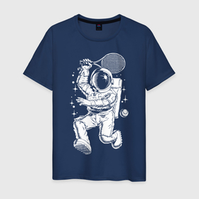 Мужская футболка хлопок с принтом Space tennis , 100% хлопок | прямой крой, круглый вырез горловины, длина до линии бедер, слегка спущенное плечо. | astronaut | ball | player | racket | space | spacesuit | star | tennis | звезда | игрок | космонавт | космос | мяч | ракетка | скафандр | теннис