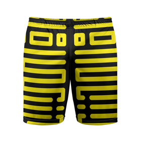 Мужские шорты спортивные с принтом полосы, линии, узор, в Тюмени,  |  | Тематика изображения на принте: жёлтый | киберпанк | линии | орнамент | полосы | узор | футуризм