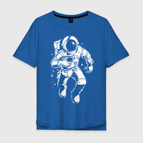 Мужская футболка хлопок Oversize с принтом Space american football в Тюмени, 100% хлопок | свободный крой, круглый ворот, “спинка” длиннее передней части | american football | astronaut | ball | gamer | space | sport | star | американский футбол | игрок | космонавт | космос | спорт