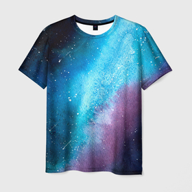 Мужская футболка 3D с принтом Млечный путь в Тюмени, 100% полиэфир | прямой крой, круглый вырез горловины, длина до линии бедер | galaxy | space | texture | абстракция | галактика | звезды | космос | краски | млечный путь | созвездия | текстура
