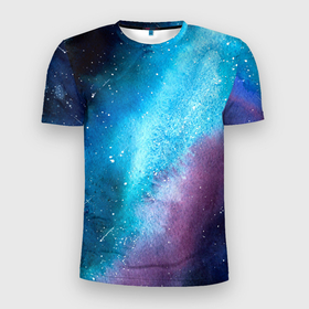 Мужская футболка 3D Slim с принтом Млечный путь , 100% полиэстер с улучшенными характеристиками | приталенный силуэт, круглая горловина, широкие плечи, сужается к линии бедра | galaxy | space | texture | абстракция | галактика | звезды | космос | краски | млечный путь | созвездия | текстура