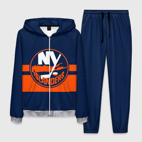 Мужской костюм 3D с принтом NY ISLANDERS NHL в Петрозаводске, 100% полиэстер | Манжеты и пояс оформлены тканевой резинкой, двухслойный капюшон со шнурком для регулировки, карманы спереди | hockey | islanders | logo | new york | ny | sport | usa | исландерс | логотип | нхл | нью йорк | спорт | хоккей